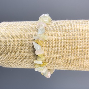 Morganite Chip Bracelet, 9×43 mm Diameter, 18 cm Stretch