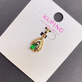 Xuping Pendant with Green Crystal, 8mm Diameter, 20mm Length, 18K Plating