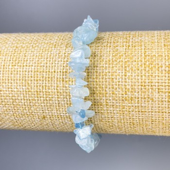 Aquamarine Chip Bracelet, 8x3 mm, 18 cm Stretch