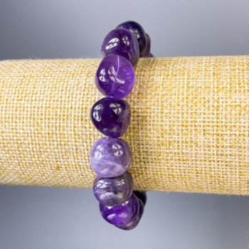 Faceted Amethyst Bracelet, bead size 13x12 mm, length 18 cm, stretch