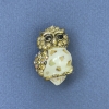 Owl brooch-pendant with halloysite rainbow rhinestones, gold-tone metal, diameter 20mm ±, length 30mm ±