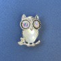 Brooch-Pendant Owl with Crystals, Silver-Toned metal, diameter 18mm, length 27mm