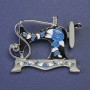 Brooch Sewing Machine enamel, silver metal color, 30x38mm+
