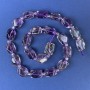 Amethyst Beads, Polygonal Shapes 14–10 mm, with Seed Beads, 4 mm Diameter, on Thread, 40 cm Length