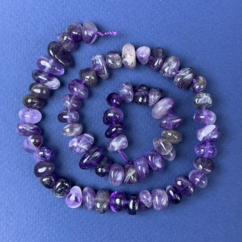 Amethyst faceted beads 10x6mm +/- on thread, length 38 cm+