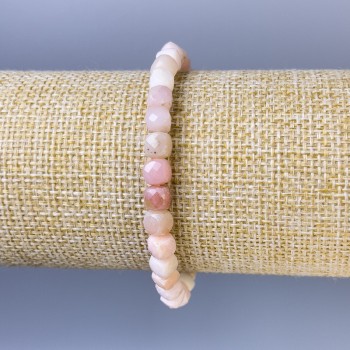 Opal Faceted Cube Bracelet, 5 mm diameter, 18 cm length, stretch