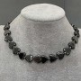Hematite Heart Choker, 12 mm diameter, with 3 mm metal inserts and toggle clasp, 38 cm length, extender chain