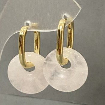 Rock Crystal Earrings, diameter 15mm, length 27mm