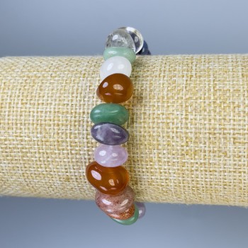 Bracelet Assorted Faceted Beads, diameter 7–13×6–9 mm ±, length 18 mm ±, stretch