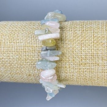 Morganite Chip Bracelet, chip size 9-15×3-6 mm, length 18 cm, stretch