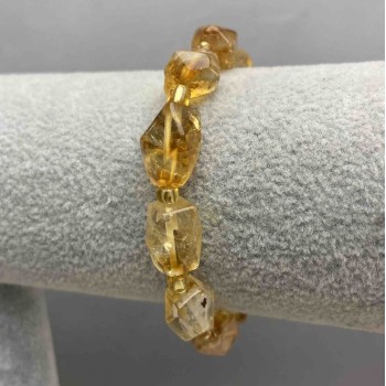 Citrine Bracelet with Faceted Beads, 12×10 mm Diameter, 3–5 mm Seed Beads, 18 cm Length, Stretch