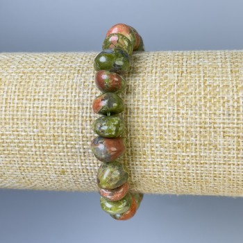 Jasper Heliotrope Bracelet, Faceted, 10x7 mm beads, 18 cm long, stretch