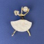 Brooch-pendant 'Girl' Pearl-color, white crystals, gold-tone metal, 47x32 mm, with pearl