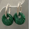 Malachite Hoop Earrings, diameter 18mm, length 30mm