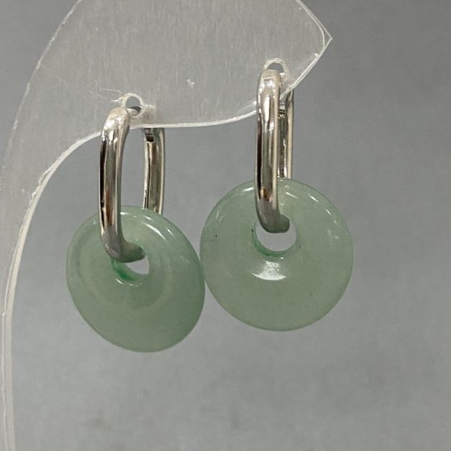Jade Donut Earrings, diameter 18mm ±, length 31mm ±