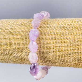 Bracelet with natural amethyst, multifaceted, 10×12 mm diameter, 18 cm length, stretch