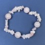 Bracelet Pink Quartz, Smooth 12 mm Beads with 8x4 mm Chips, with Seed Beads, Length 18 cm, Stretchy