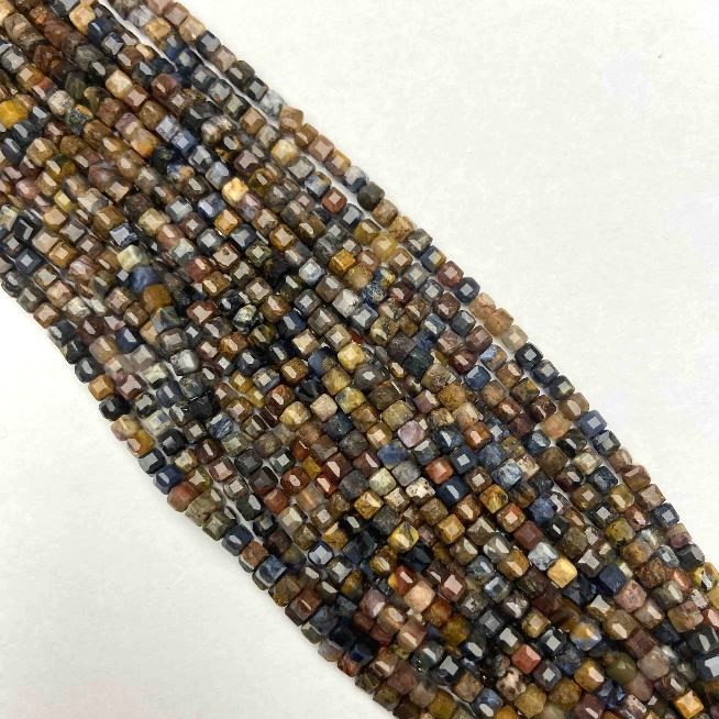 Pietersite Beads, Faceted Cube Shape, 3 mm Diameter, 39 cm Length