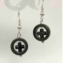 Hematite Earrings 'Cross in a Circle', diameter 12mm±, length 33mm±