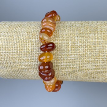 Carnelian Bracelet with Faceted Beads, 8–15×5–8 mm diameter, 18 cm stretch