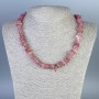 Strawberry Quartz Chip Necklace, 8-14×3 mm diameter, length 45 cm, with clasp