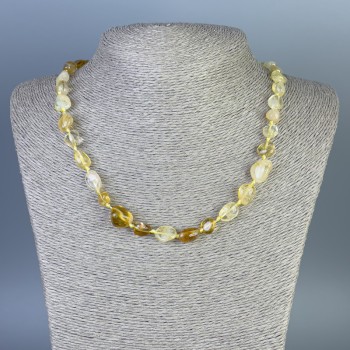 Citrine Faceted Bead Necklace, 8-14×8-12 mm, length 50 cm +/- with clasp