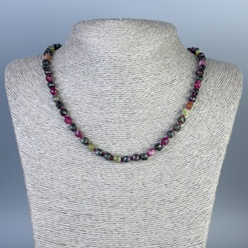 Tourmaline Faceted Cube Necklace 5x5mm, 50 cm length, with clasp