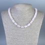 Necklace Rose Quartz Rounded Cylindrical Beads, diameter 14x8 mm, length 45 cm, with clasp