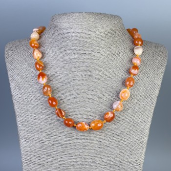 Sardonyx Faceted Bead Necklace, 12x11 mm, length 50 cm, with clasp