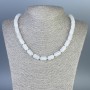 Mountain Crystal Necklace, rounded cylinder beads, 14x8 mm diameter, 45 cm length, with clasp