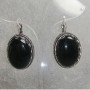 Agate earrings in serrated bezel, 42×23 mm