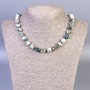 Moss Agate Beaded Necklace with Faceted Beads, 9 mm diameter, 45 cm length, with clasp