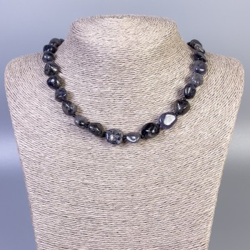 Faceted iolite bead necklace, diameter 10-12×10-13 mm, length 50 cm +/- with clasp