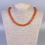 Carnelian necklace with smooth beads, 8 mm diameter, 45 cm length ± with clasp