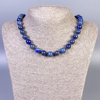 Lazurite Necklace with Smooth Beads, 10mm Diameter, 45cm Length, with Clasp
