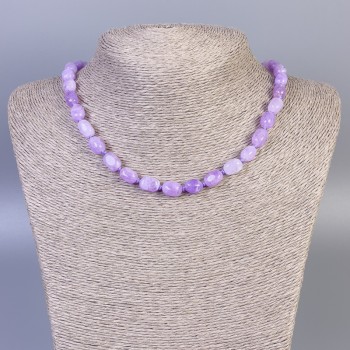 Necklace Lavender Amethyst, Faceted Beads, diameter 11x7 mm, length 45 cm, with clasp