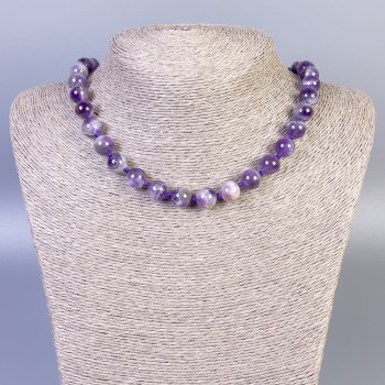 Amethyst Necklace, smooth bead, 10 mm diameter ±, 50 cm length ±, with clasp