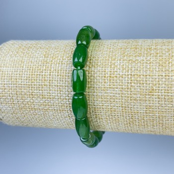 Chrysoprase Barrel Bracelet, 11x8 mm Beads, 18 cm Length, Elastic