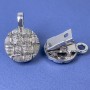 Brooch Clasp for Cardigan in Dark-Silver Metal, Diameter 20 mm ±, Length 52 mm ±
