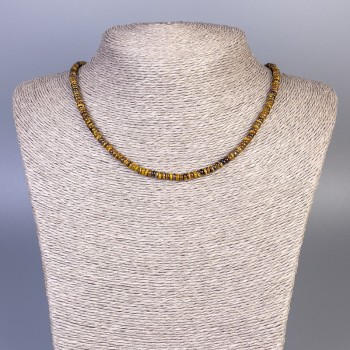 Tiger's Eye Rondelle Necklace, 4x2 mm beads, length 45 cm ± with clasp
