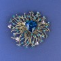 Accent Brooch with light blue rhinestones and blue crystal bronze-gold metal, diameter 55mm +