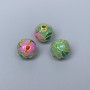 Cloisonné Bead in Lavender and Light-Green Enamel, 10 mm Diameter, 2 mm Hole, Gold-Tone Metal, 1 pc