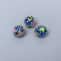 Cloisonné Bead Findings Blue-Purple-Green Enamel, 8mm Diameter ± 1.5mm Hole, Gold-Tone Metal, 1 pc