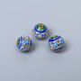 Cloisonne Bead Green-Blue Turquoise Enamel, 8 mm diameter, hole diameter 1.5 mm, gold-tone metal color, 1 pc