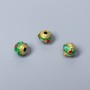 Cloisonné Bead – Green and Red Enamel, 8×7 mm, hole diameter about 2 mm, gold-tone metal, 1 pc