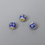 Cloisonné Bead, blue and turquoise enamel, diameter 6x5 mm, hole 2 mm, gold-colored metal, 1 pc