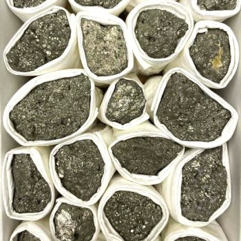 Pyrite Geode Souvenir, Assorted Sizes, Price per 100 g, Weight from 10 g to 50 g