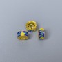 Cloisonné Rondelle Bead - Blue Yellow Green Enamel, 8x4 mm, hole diameter about 1.8 mm, gold-tone metal, 1 pc