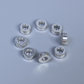 Bead insert findings, silver-colored metal, diameter 6×2.5 mm, hole diameter 2.8 mm, packaging 40 pcs