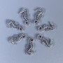 Bead-insert Seahorse Bead, silver metal color, diameter 15x7x3 mm ± hole diameter 1 mm ± packaging 11 pcs